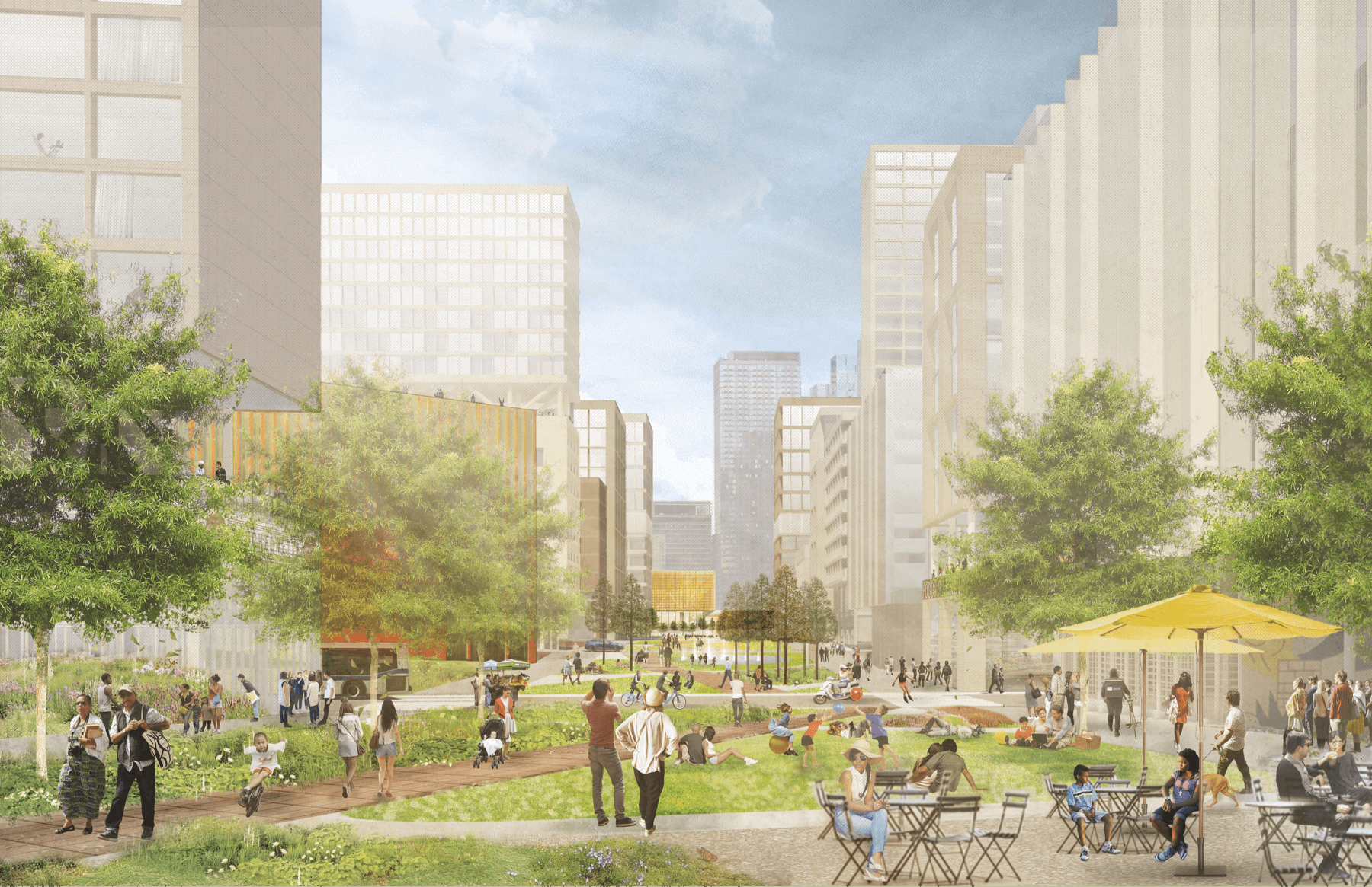 open space and people walking